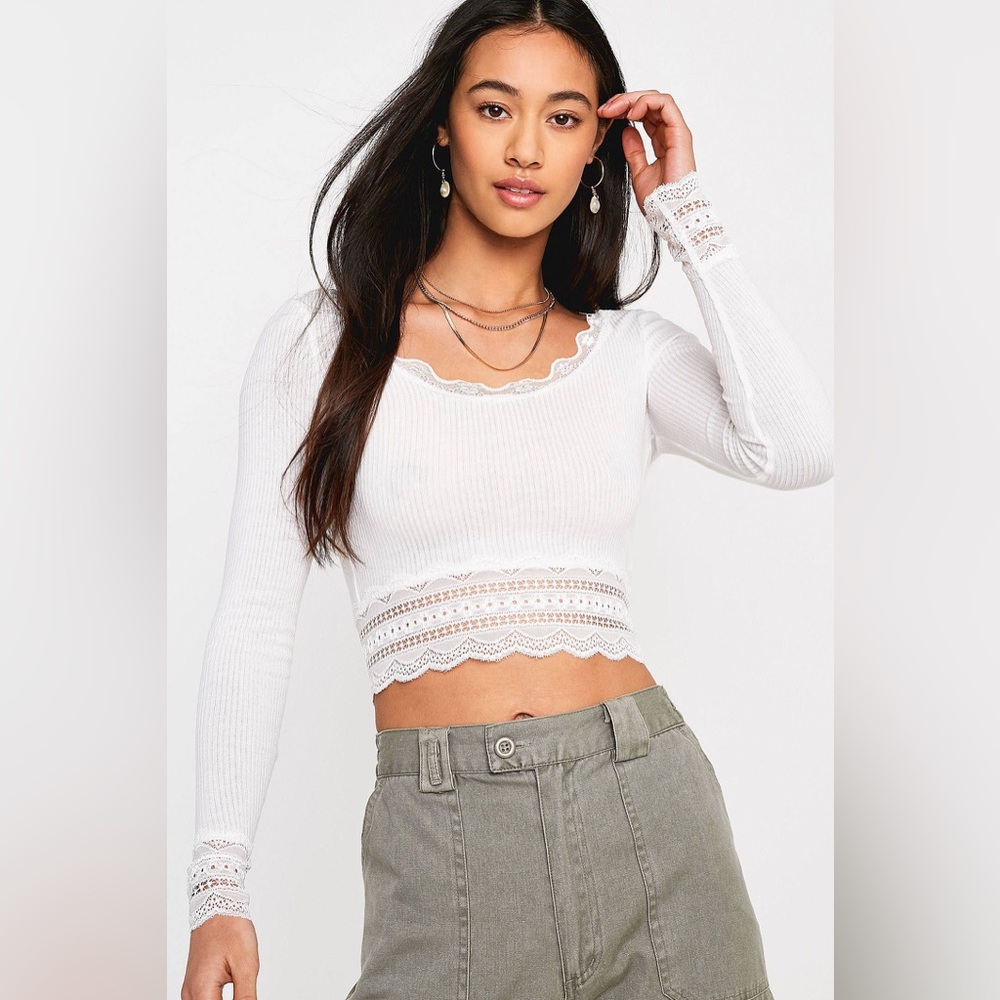 White top with lace edges